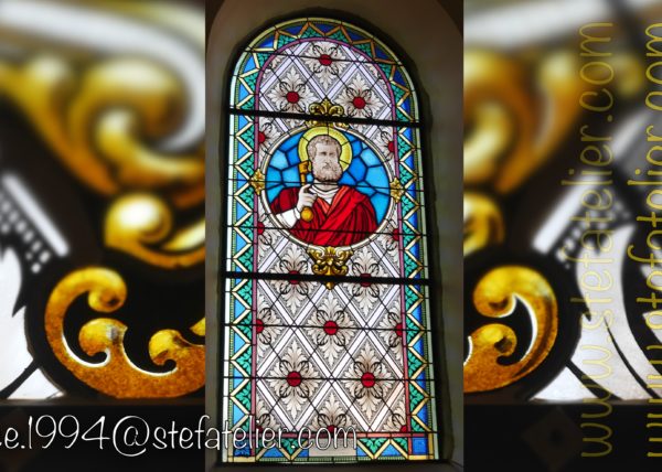 vitrail saint pierre pour l'église de liaucourt par Stef Atelier vitraux d'art
