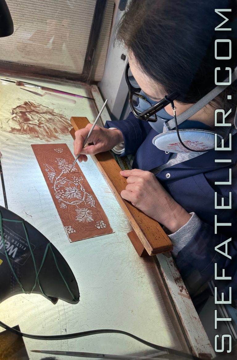 grisaille peinture sur verre en stage