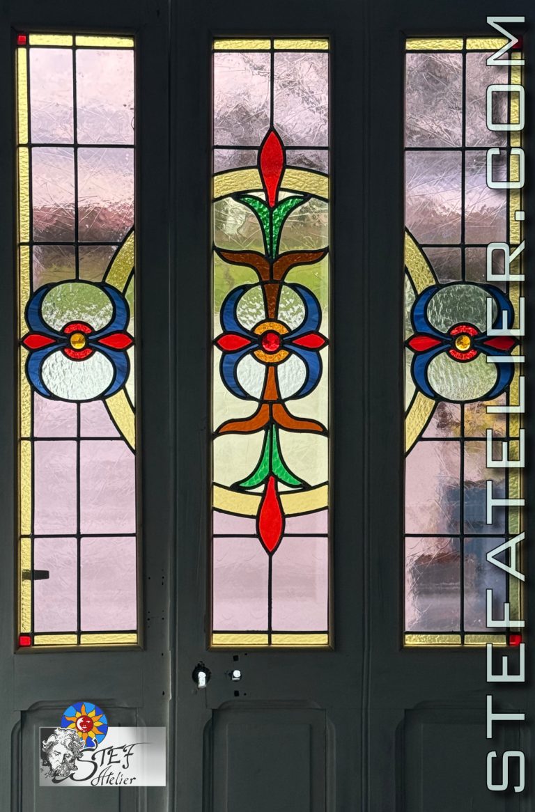 vitrail porte de salon triptyque