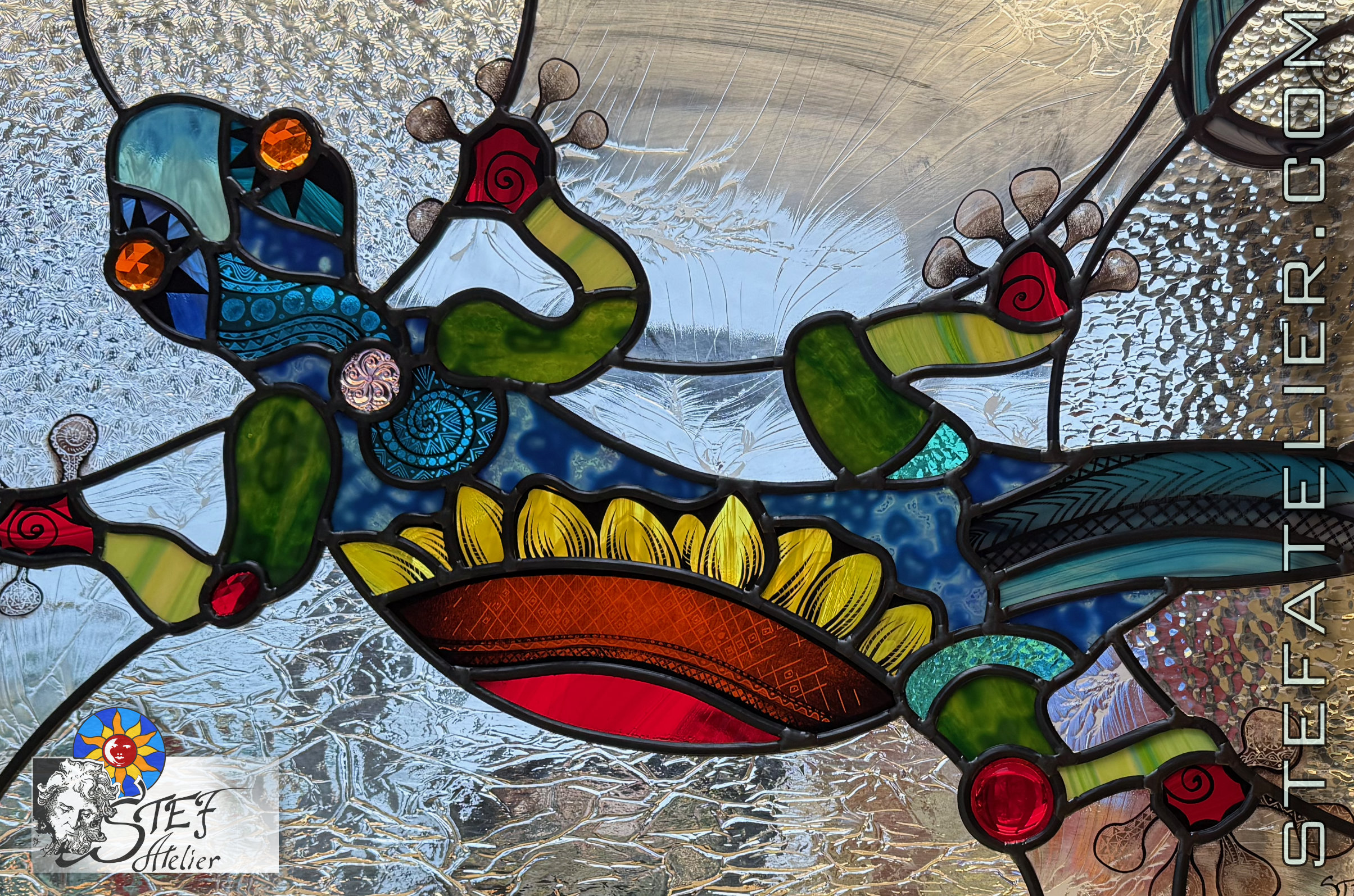 vitrail salamandre ou gecko