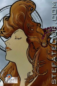 stage peinture sur verre motif femme mucha